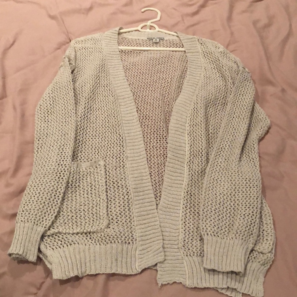 Beige -Fishnet cardigan